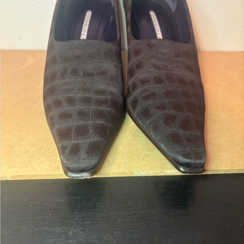 Donald Pliner Lacia Crocodile Pattern Heels size 5 1/2 square toe pointed - Picture 5 of 9